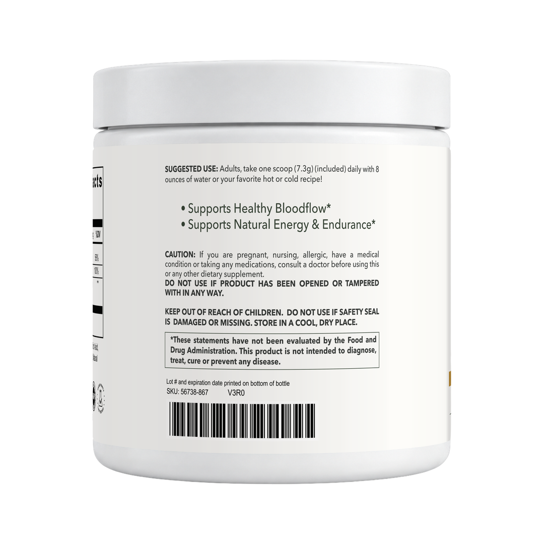 Daily Beets+ tub back with usage directions by CuraMyHealth