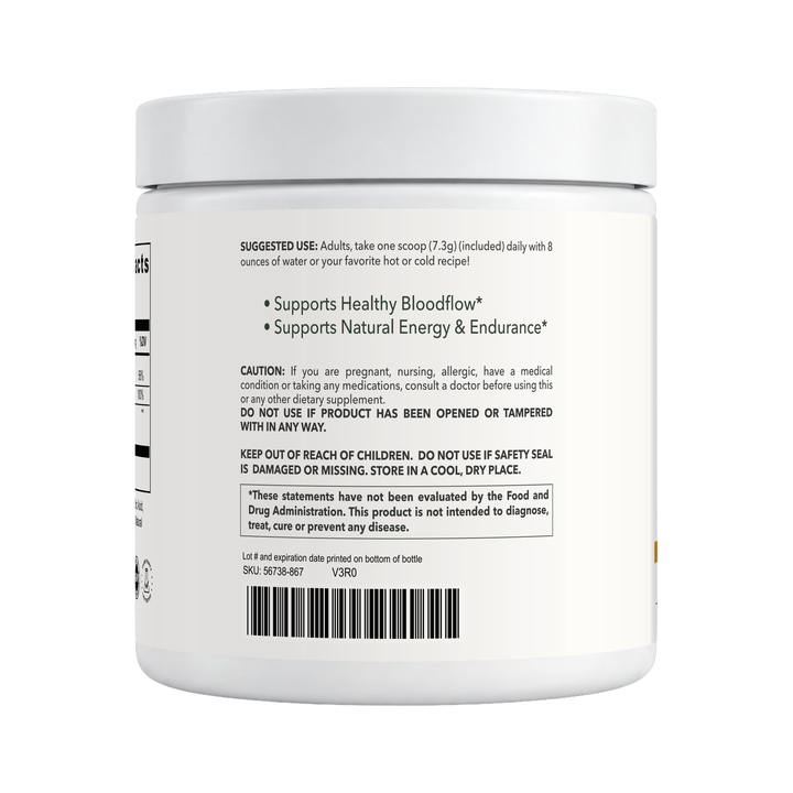 Daily Beets+ tub back with usage directions by CuraMyHealth