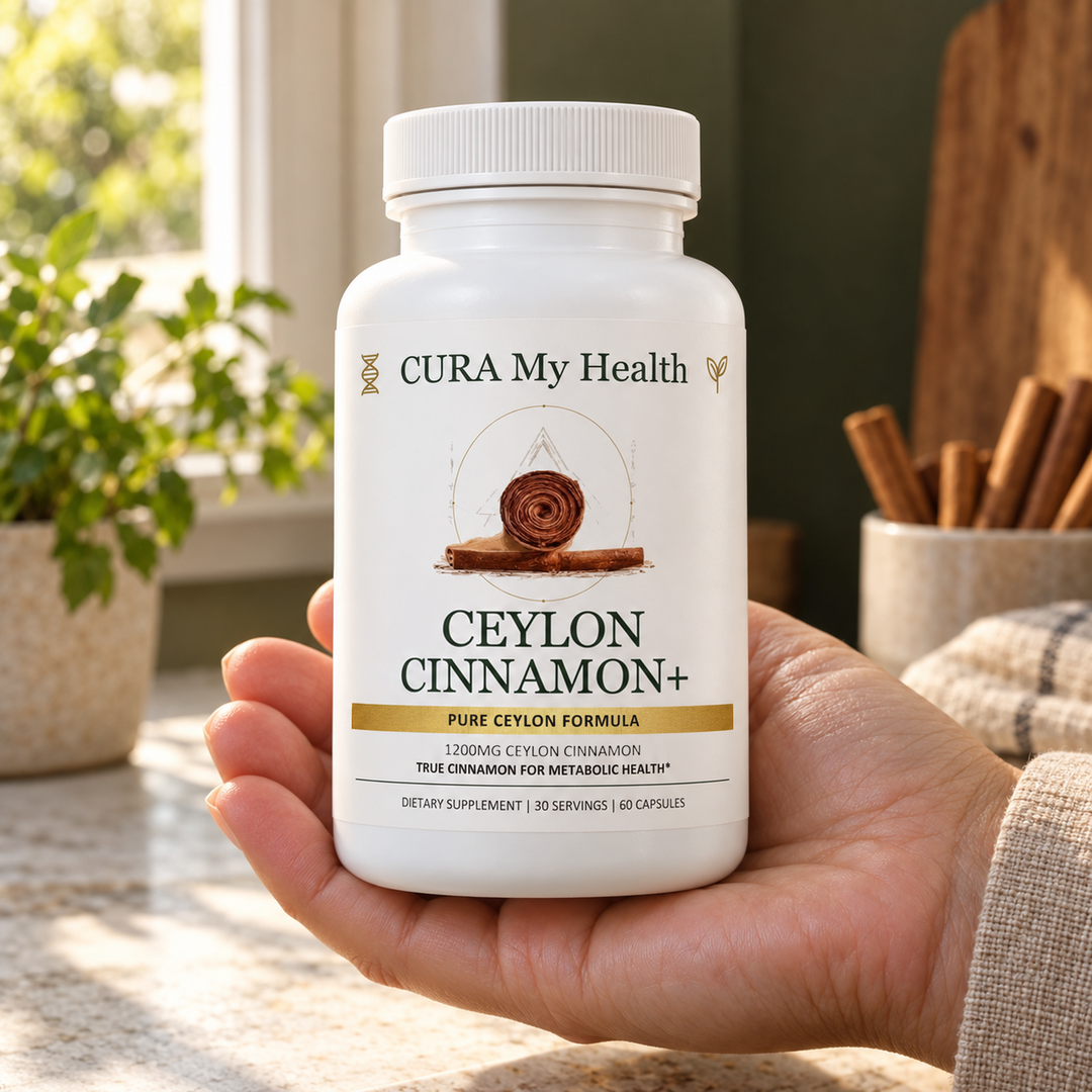 Ceylon Cinnamon+ bottle in a lifestyle setting