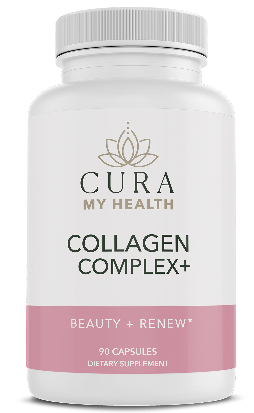 Collagen Complex+ skin, hair and nails support supplement bottle by CuraMyHealth