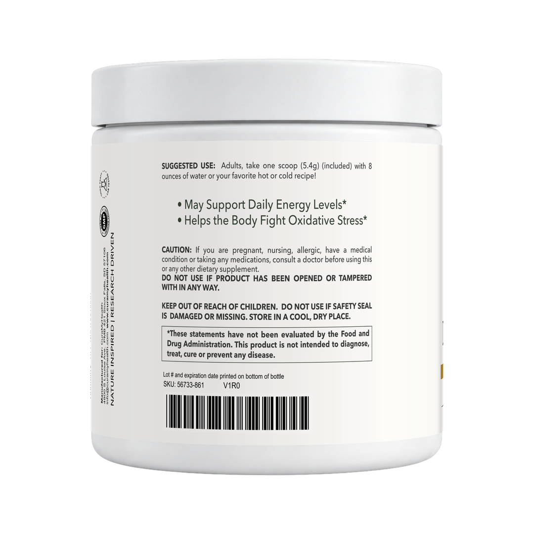 Daily Greens+ tub back with usage directions by CuraMyHealth