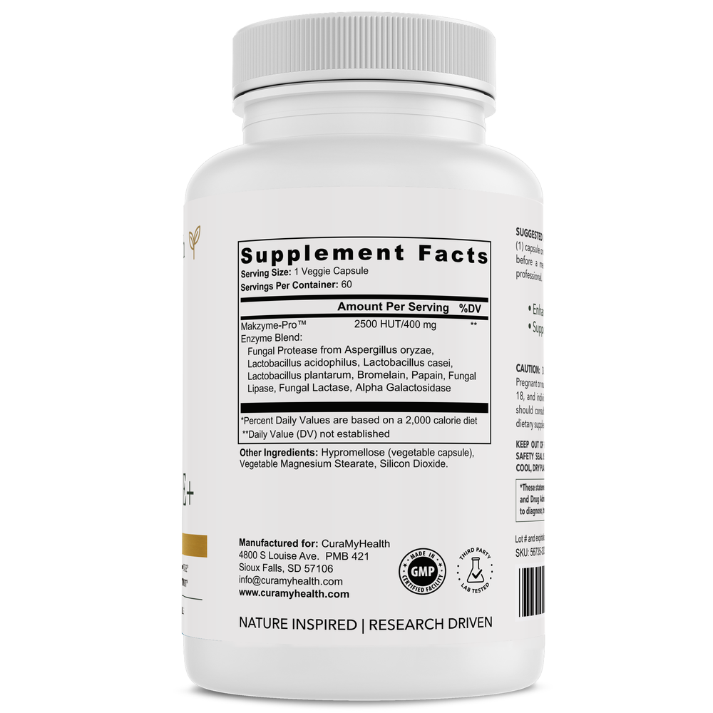 Digest Ease+ supplement facts label by CuraMyHealth