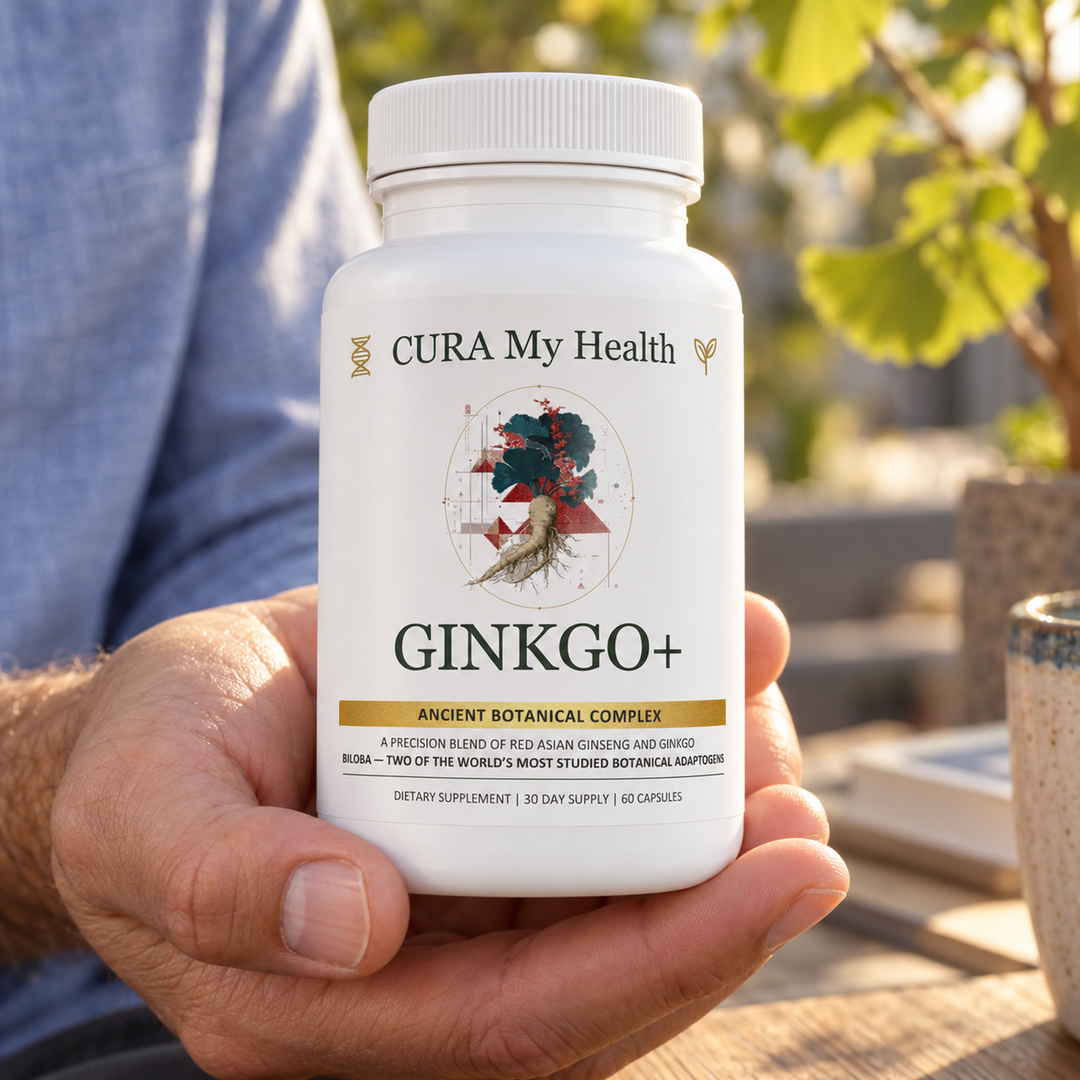 Ginkgo+ bottle in a lifestyle setting