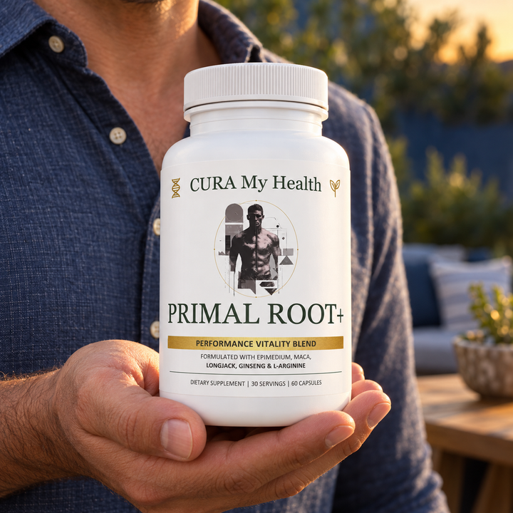 Primal Root+ bottle in a lifestyle setting