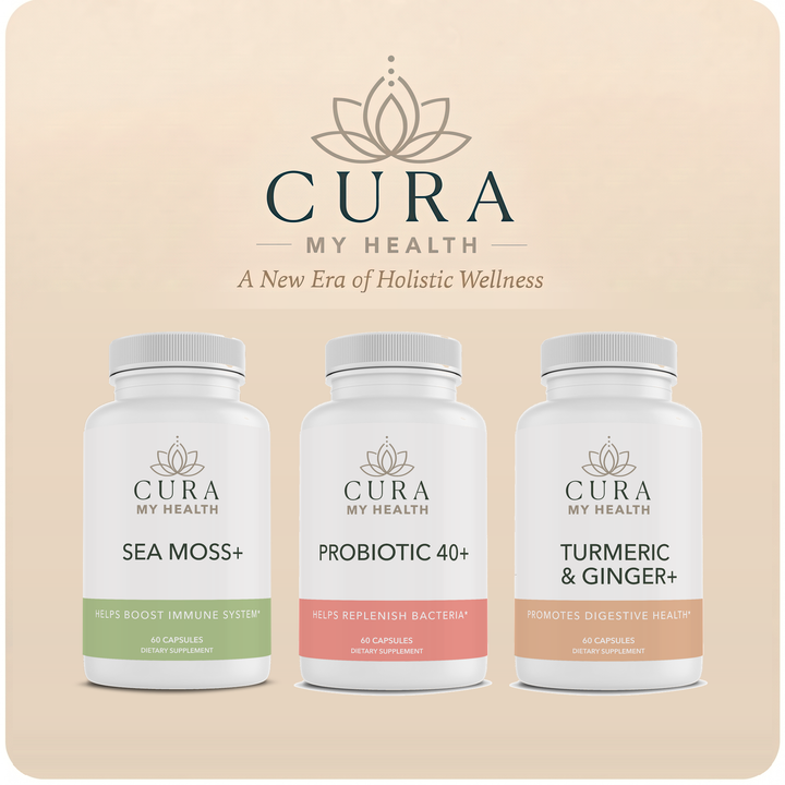 Gut Reset Bundle - Sea Moss+, Probiotic 40+ and Turmeric &amp; Ginger+ bottles by CuraMyHealth