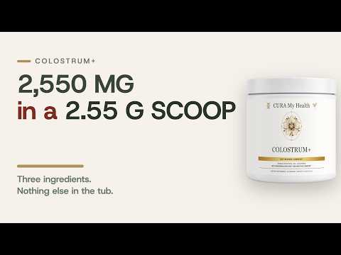 Inside Colostrum+: 2,550 mg in a 2.55 g Scoop