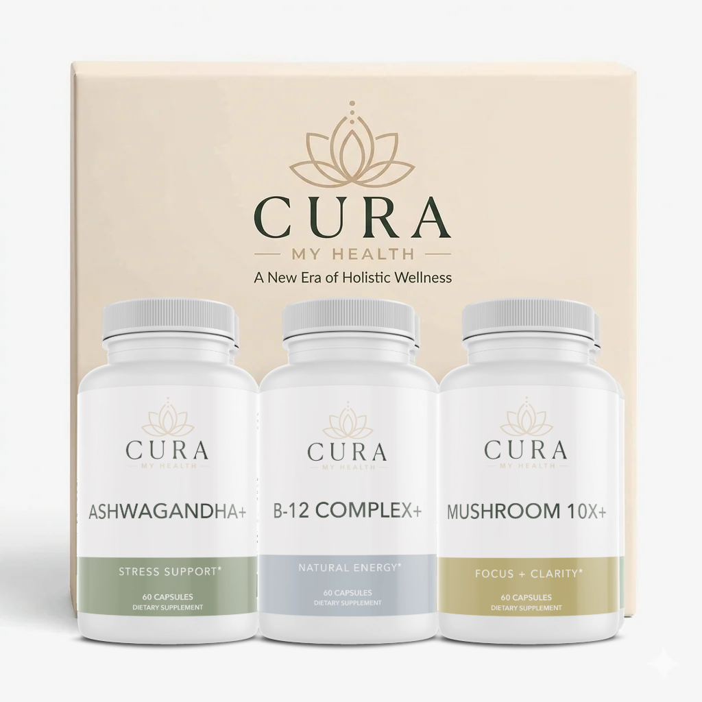Stress + Energy Reset Bundle - Ashwagandha, B-12 Complex, Mushroom 10x